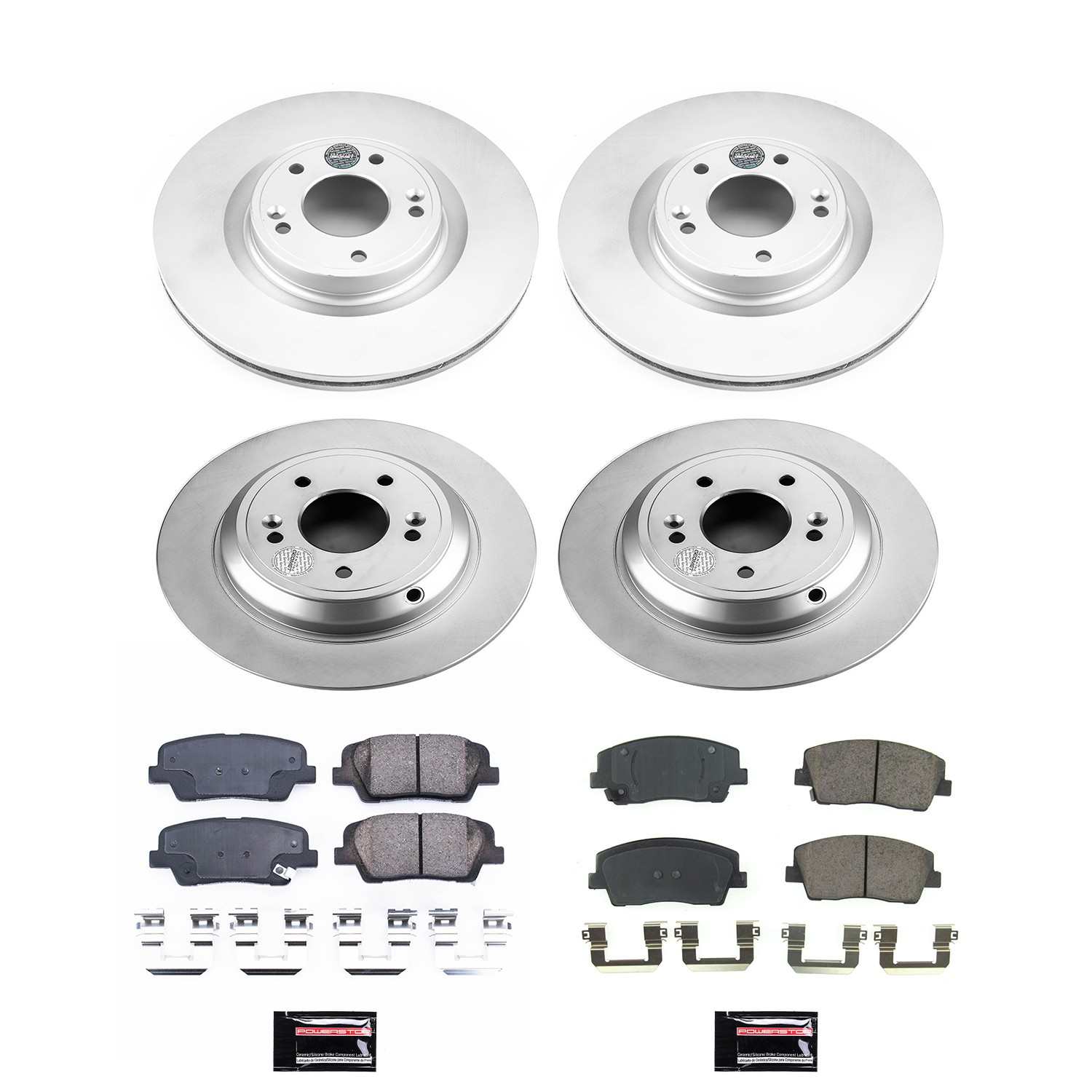 Power Stop 19-20 Genesis G70 Front & Rear Z17 Evolution Geomet Coated Brake Kit CRK8506