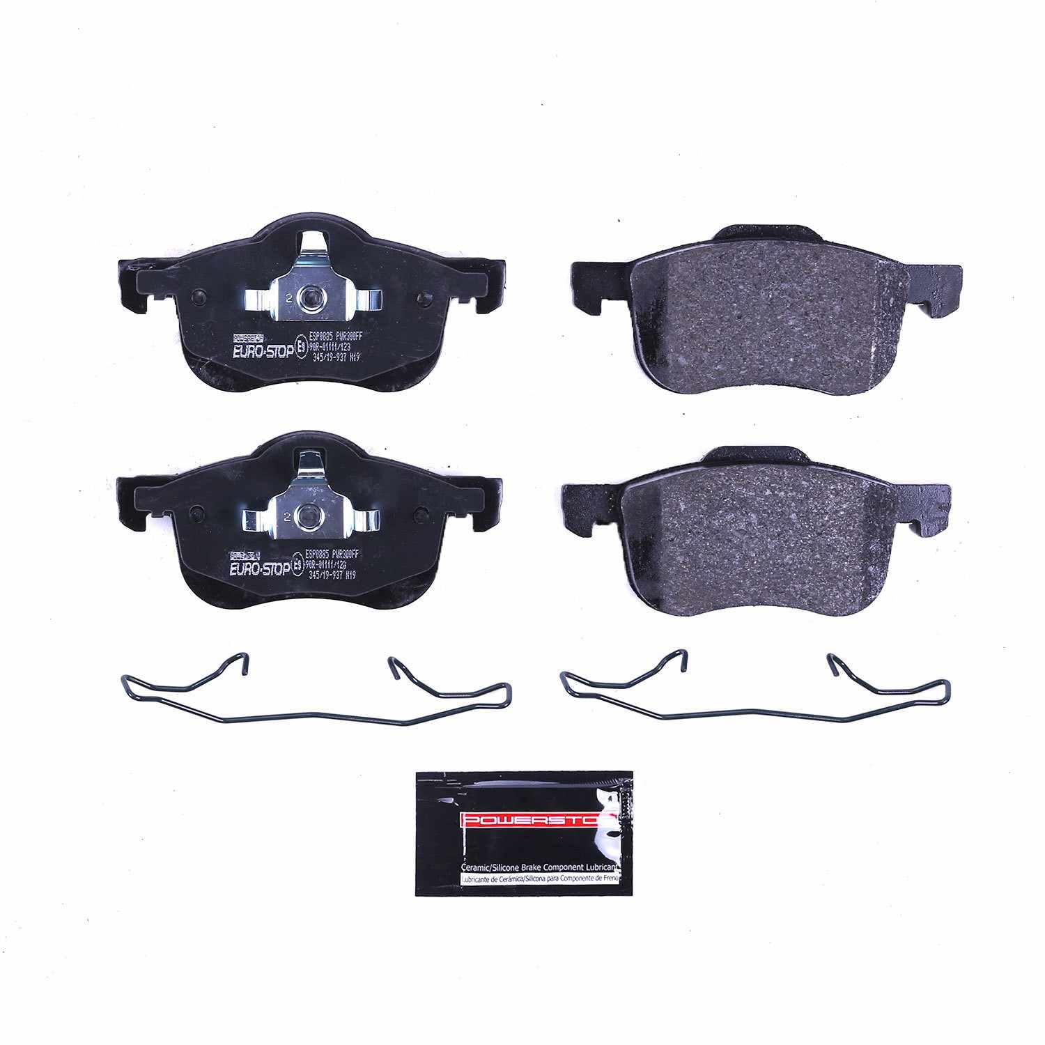 Euro-Stop by PowerStop Disc Brake Pad Set  top view frsport ESP0885