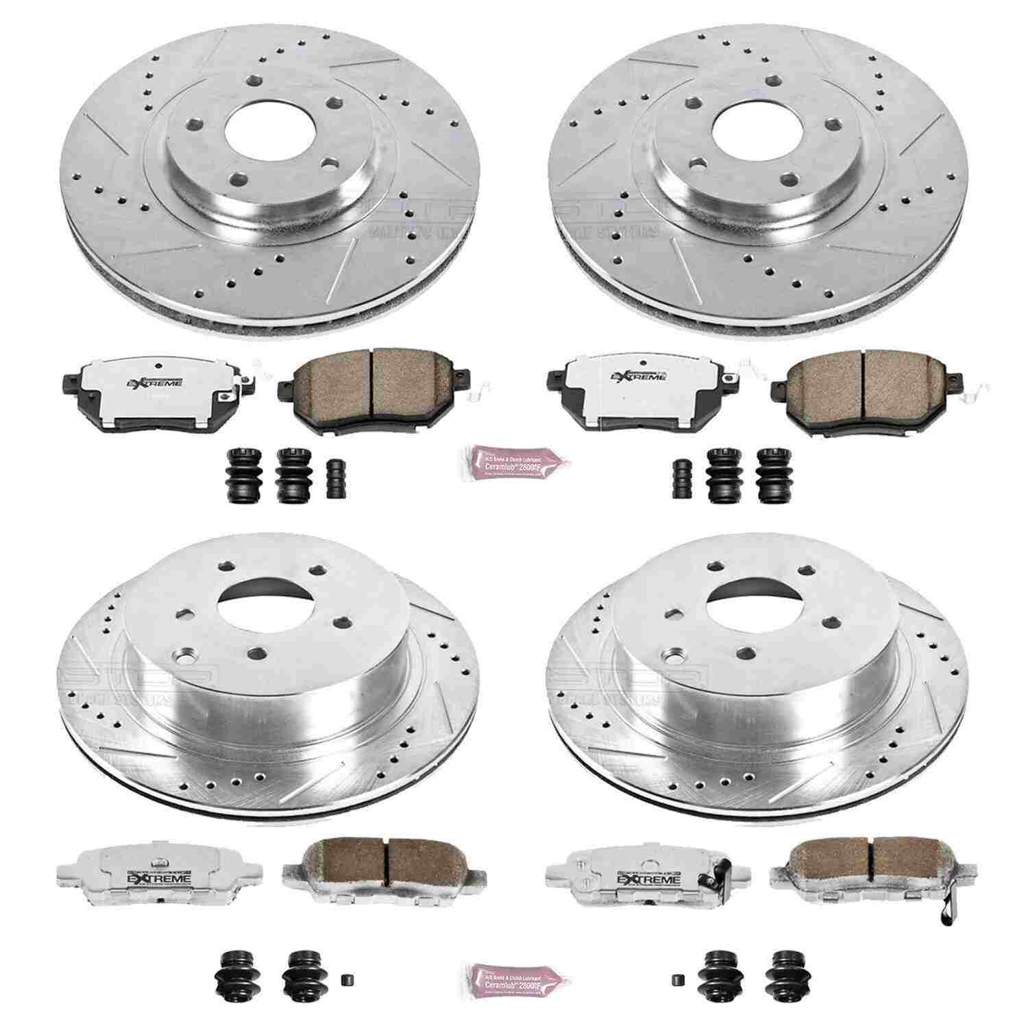 PowerStop Power Stop 03-05 Infiniti FX35 Front & Rear Z26 Street Warrior Brake Kit K2767-26