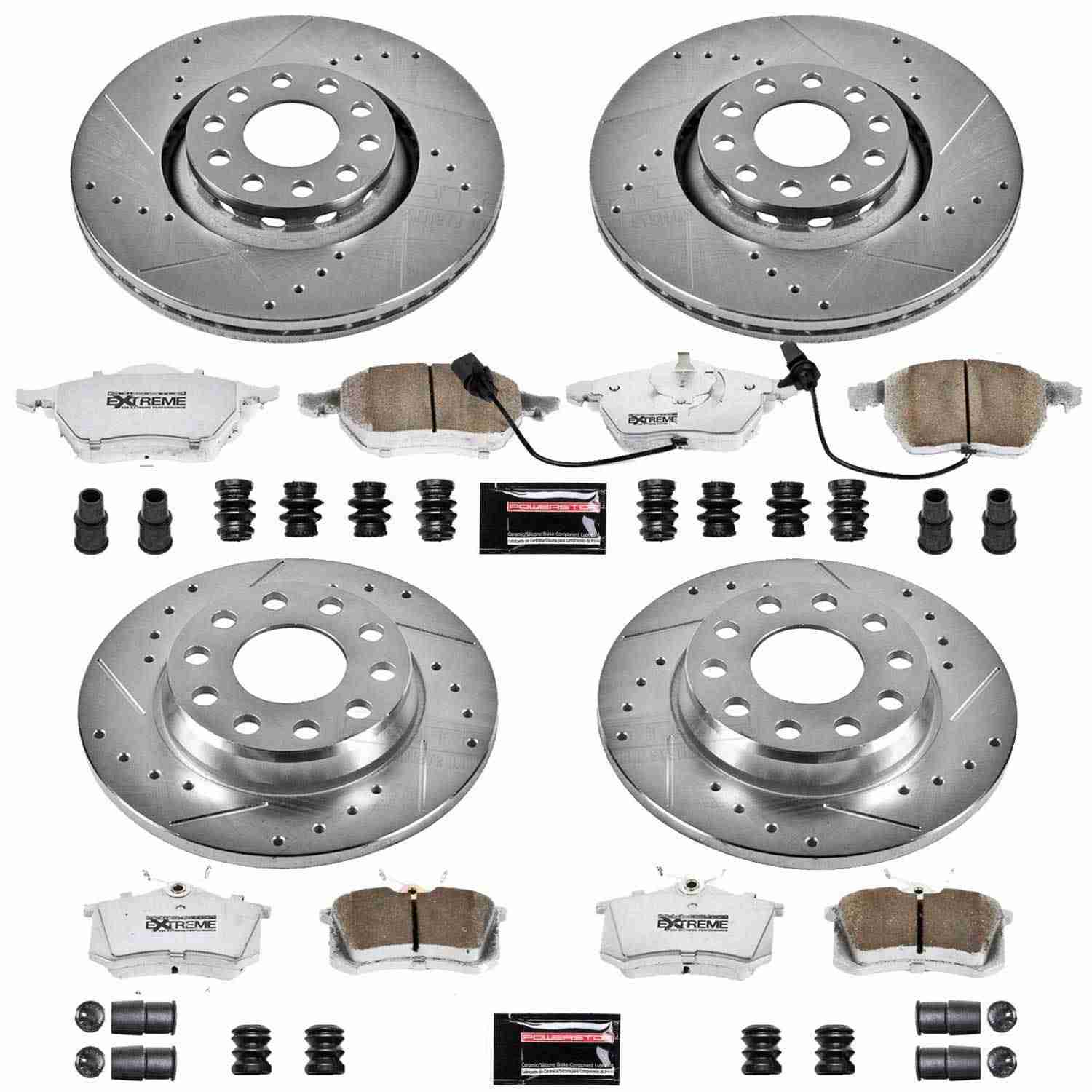 PowerStop Power Stop 02-05 Audi A4 Front & Rear Z26 Street Warrior Brake Kit K2777-26