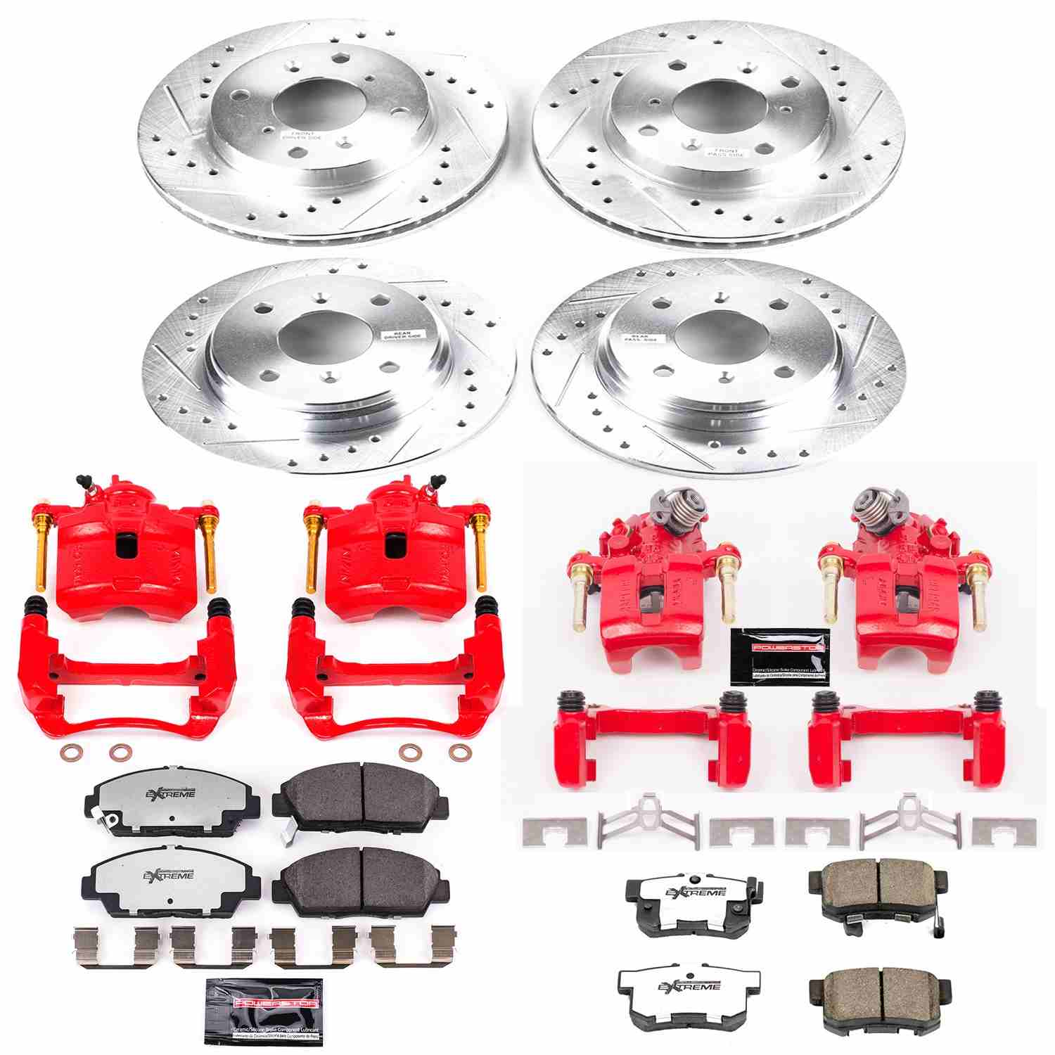 PowerStop Power Stop 92-96 Honda Prelude Z26 Street Kit w/ Calipers - Front and Rear KC1034-26