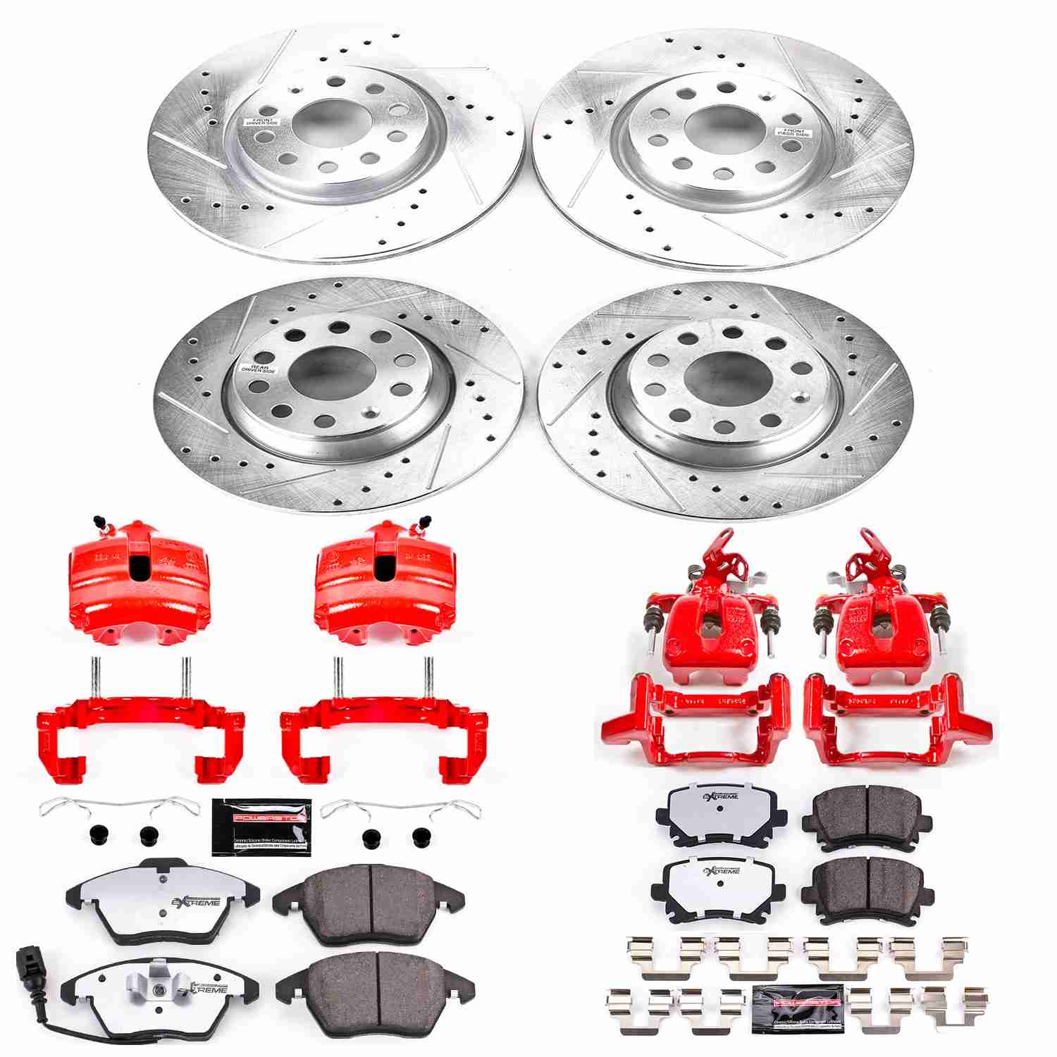 PowerStop Power Stop 2009 Audi A3 Z26 Street Kit w/ Calipers - Front and Rear KC2260B-26