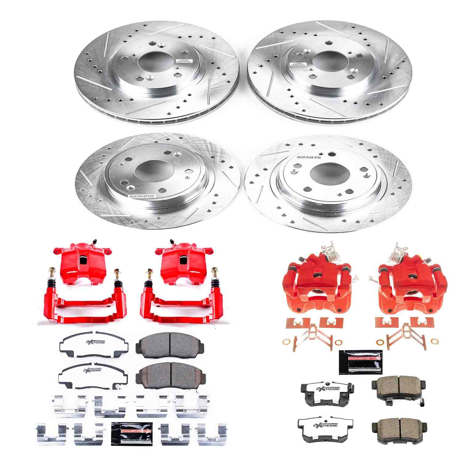 Power Stop 06-07 Honda Accord Front & Rear Z26 Street Warrior Brake Kit w/Calipers KC2743-26