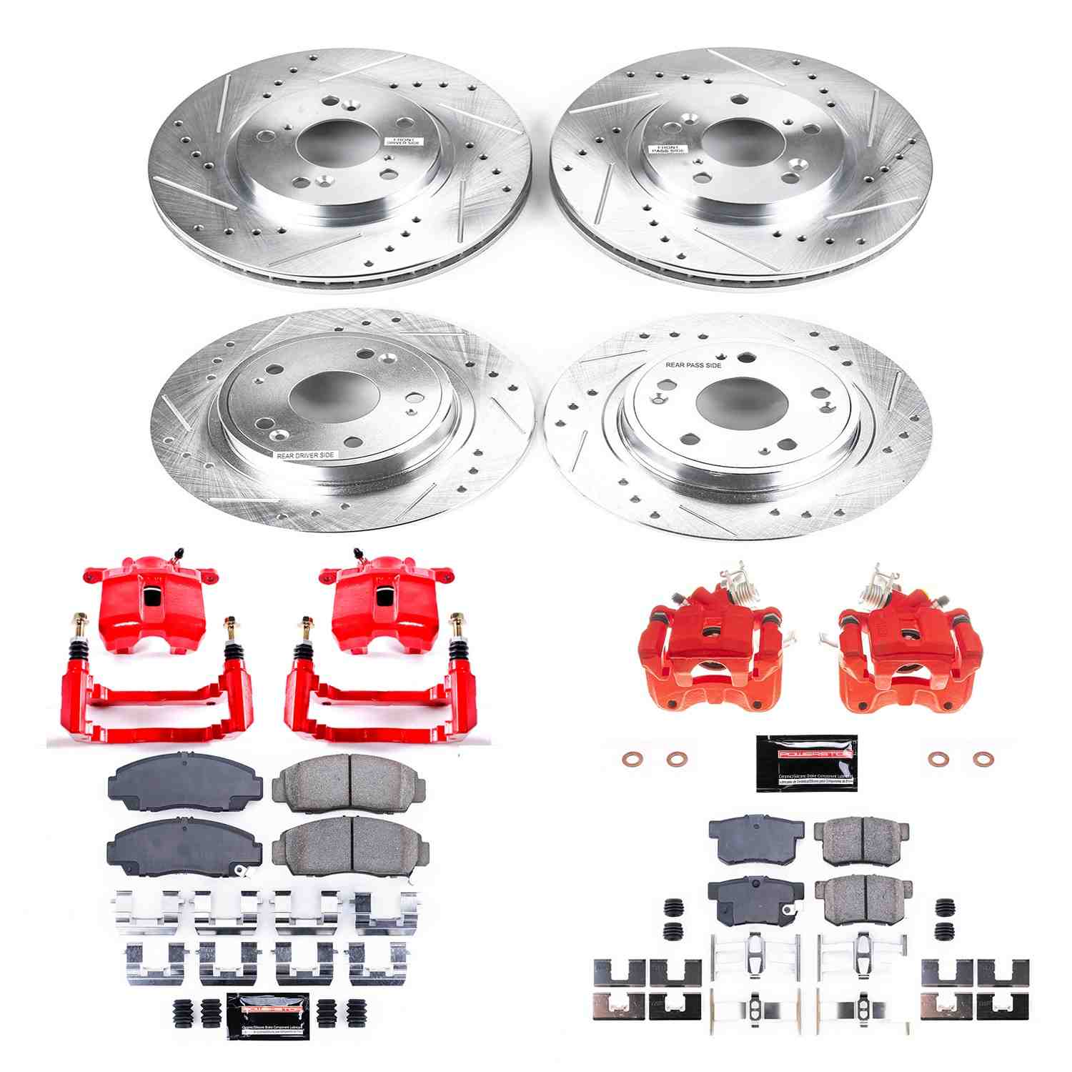 Power Stop 06-07 Honda Accord Front & Rear Z23 Evolution Sport Brake Kit w/Calipers KC2743