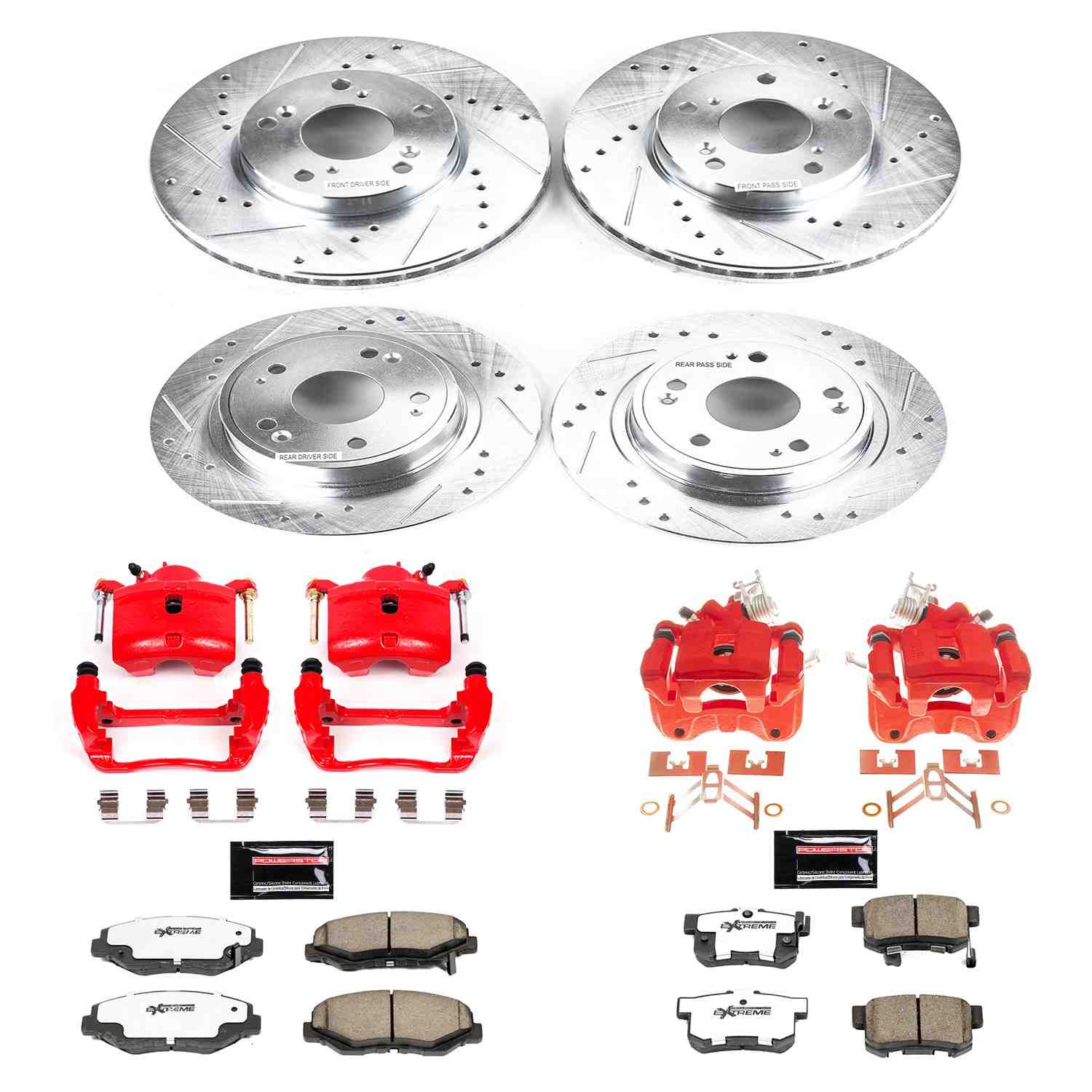 Power Stop 2005 Honda Accord Front & Rear Z26 Street Warrior Brake Kit w/Calipers KC2745-26