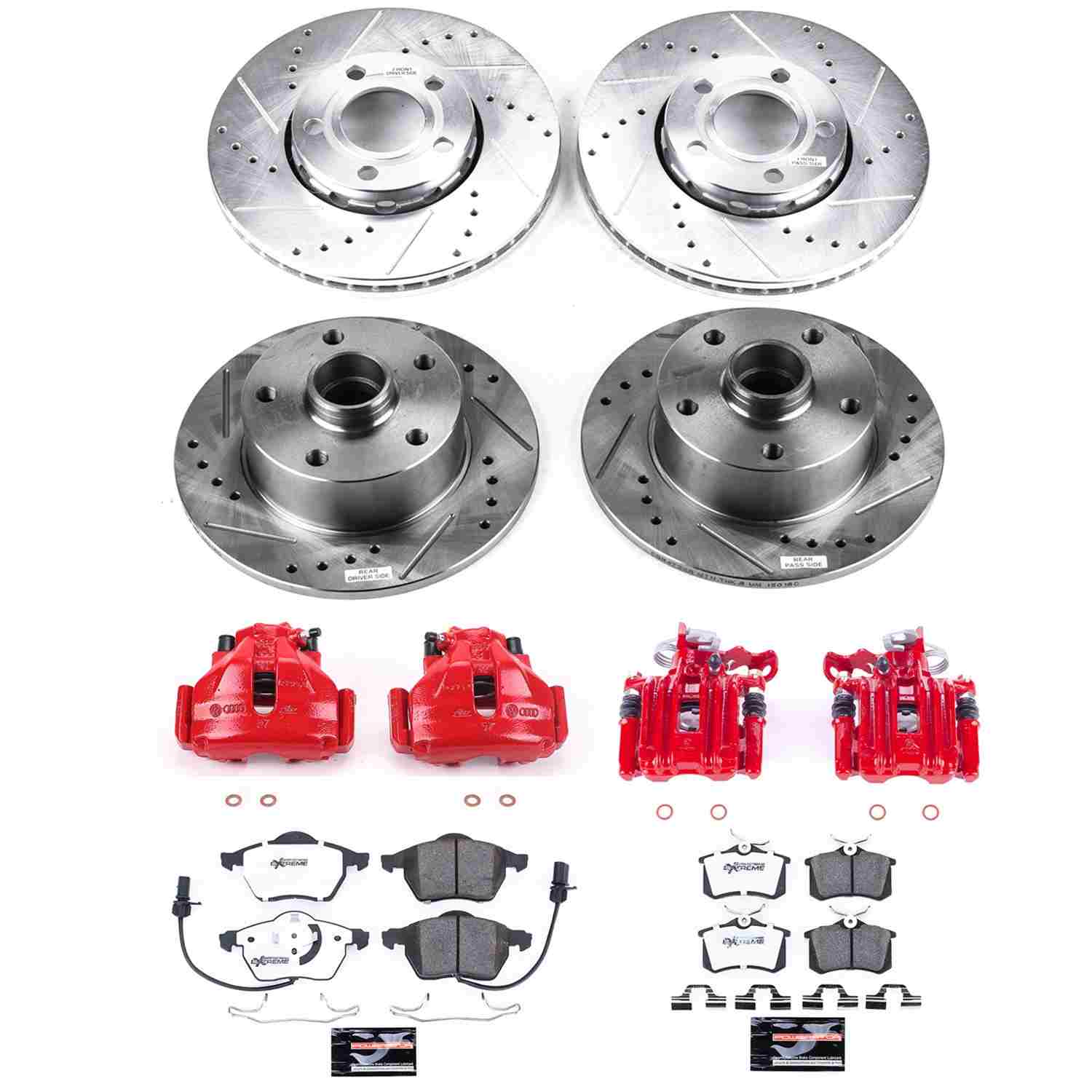 PowerStop Power Stop 99-01 Audi A4 Z26 Street Kit w/ Calipers - Front and Rear KC2825-26