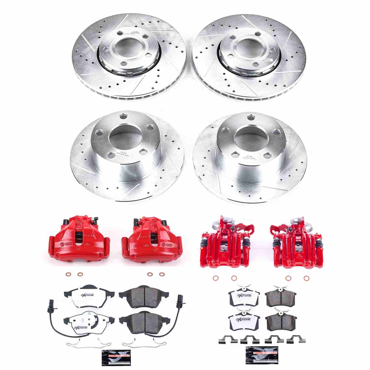 PowerStop Power Stop 98-01 Audi A6 Z26 Street Kit w/ Calipers - Front and Rear KC529-26