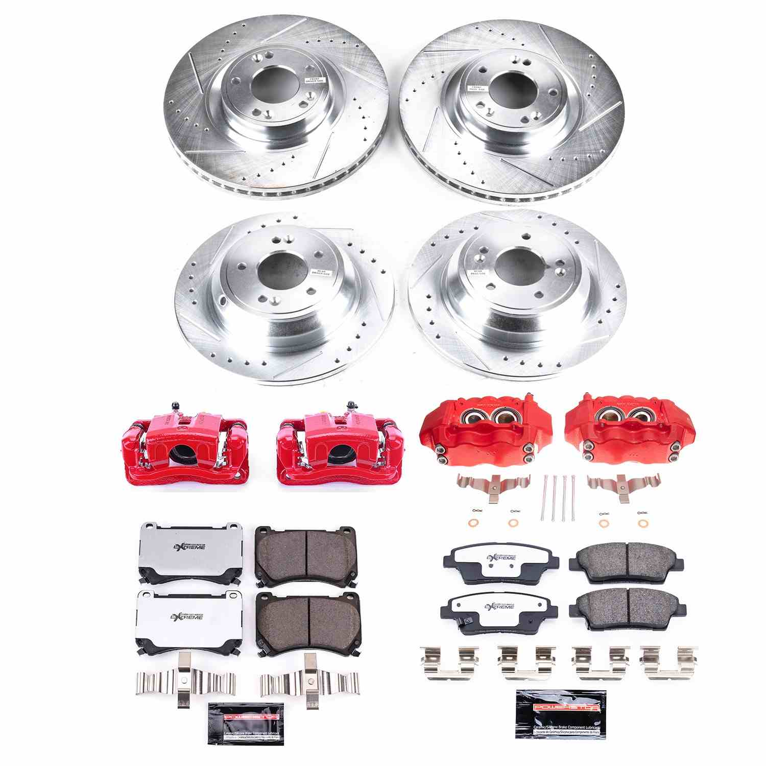 Power Stop 10-14 Hyundai Genesis Front & Rear Z26 Street Warrior Brake Kit w/Calipers KC5845-26