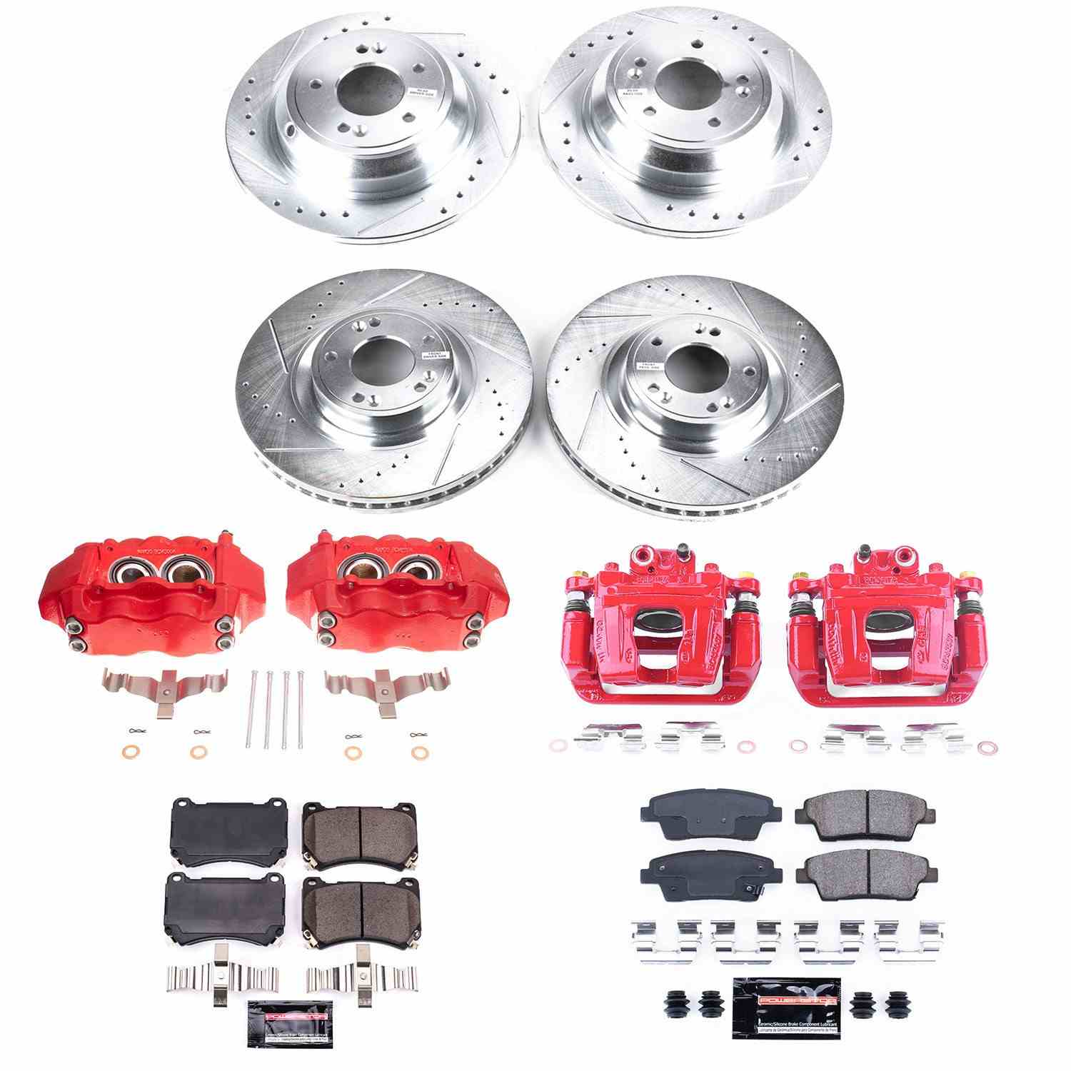 Power Stop 10-14 Hyundai Genesis Front & Rear Z23 Evolution Sport Brake Kit w/Calipers KC5845