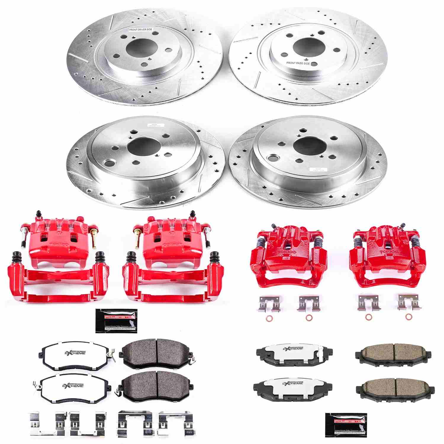 PowerStop Power Stop 13-14 Subaru Legacy Z26 Street Kit w/ Calipers - Front and Rear KC6083A-26