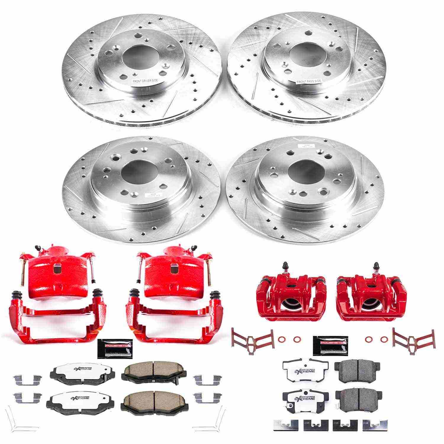 Power Stop 02-04 Honda CR-V Front & Rear Z26 Street Warrior Brake Kit w/Calipers KC6171-26