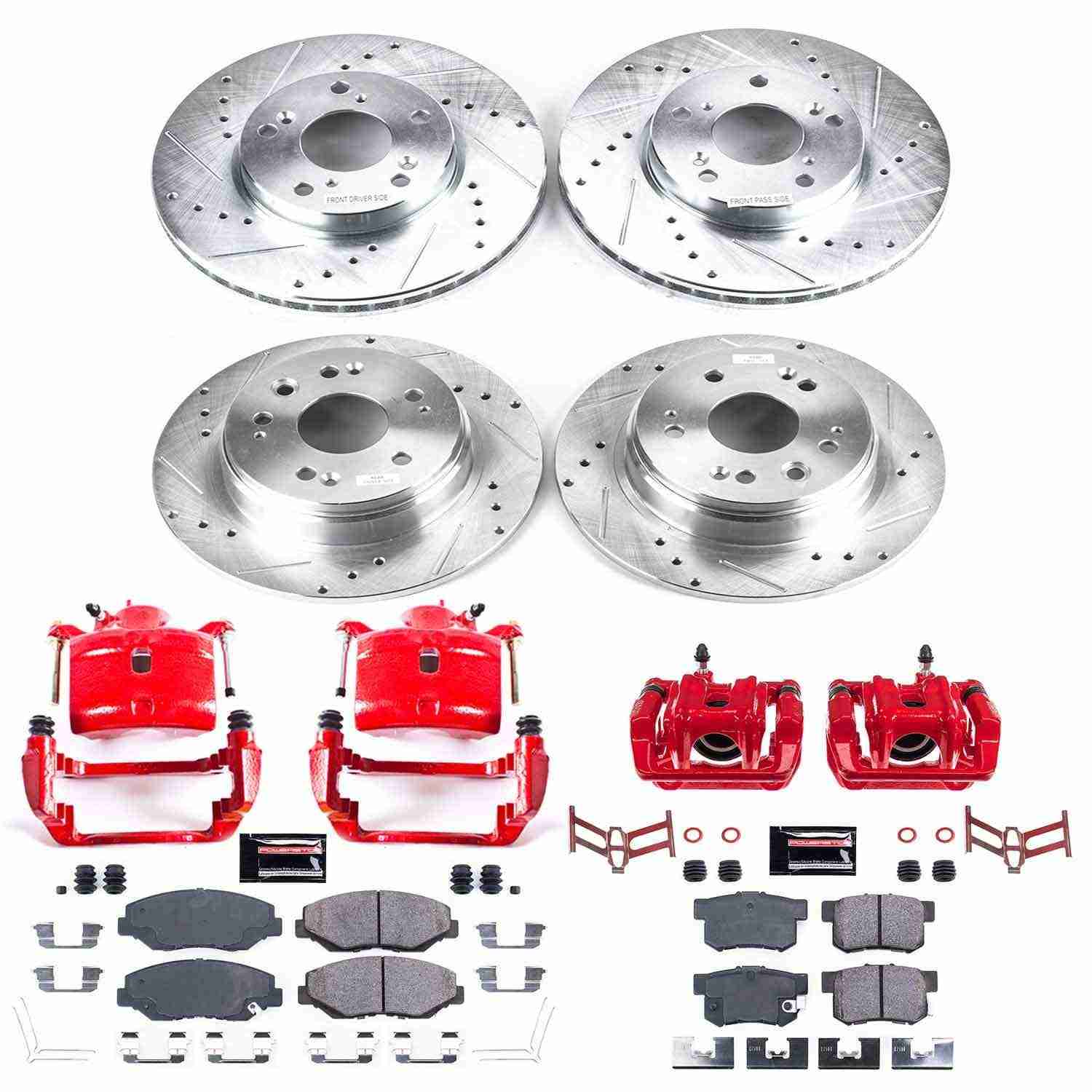 Power Stop 02-04 Honda CR-V Front & Rear Z23 Evolution Sport Brake Kit w/Calipers KC6171