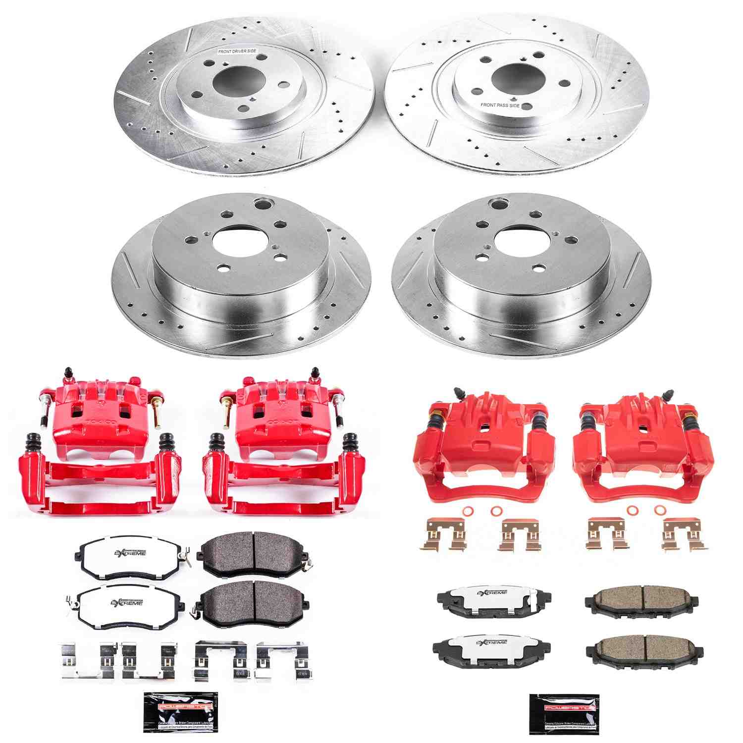 Power Stop 16-17 Subaru Crosstrek Front & Rear Z26 Street Warrior Brake Kit w/Calipers KC6762-26