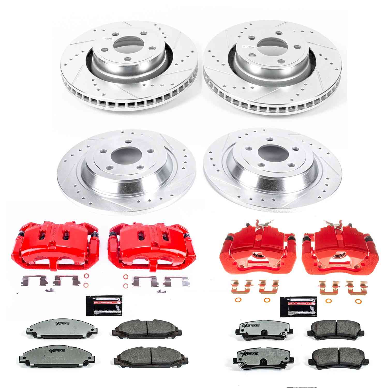 Power Stop 15-17 Ford Mustang Front & Rear Z26 Street Warrior Brake Kit w/Calipers KC6808-26