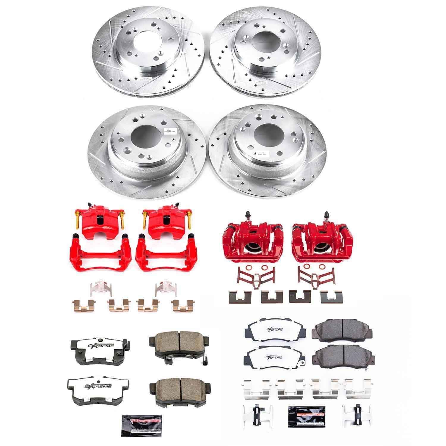 Power Stop 95-98 Honda Odyssey Front & Rear Z26 Street Warrior Brake Kit w/Calipers KC705-26