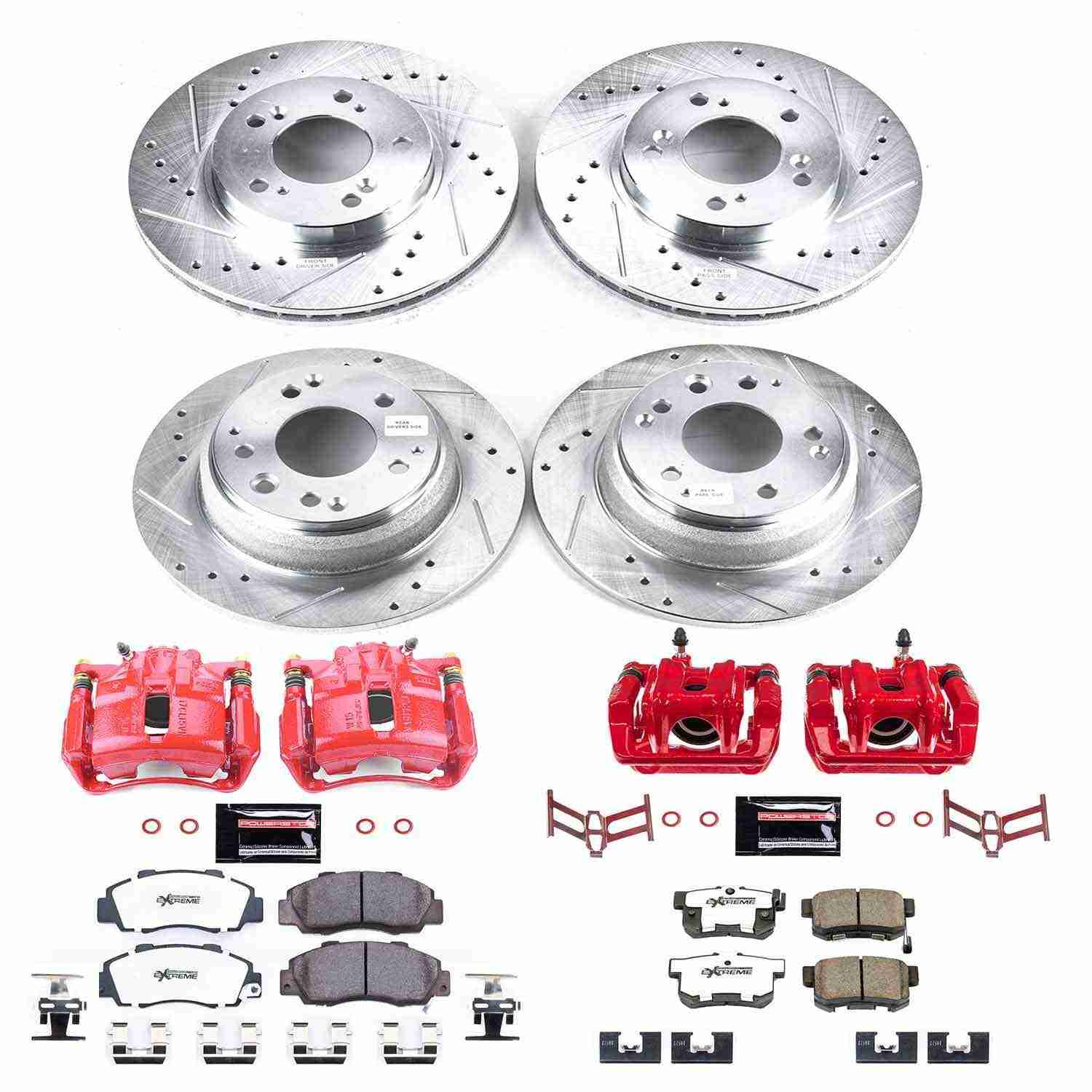 Power Stop 96-98 Acura RL Front & Rear Z26 Street Warrior Brake Kit w/Calipers KC705A-26