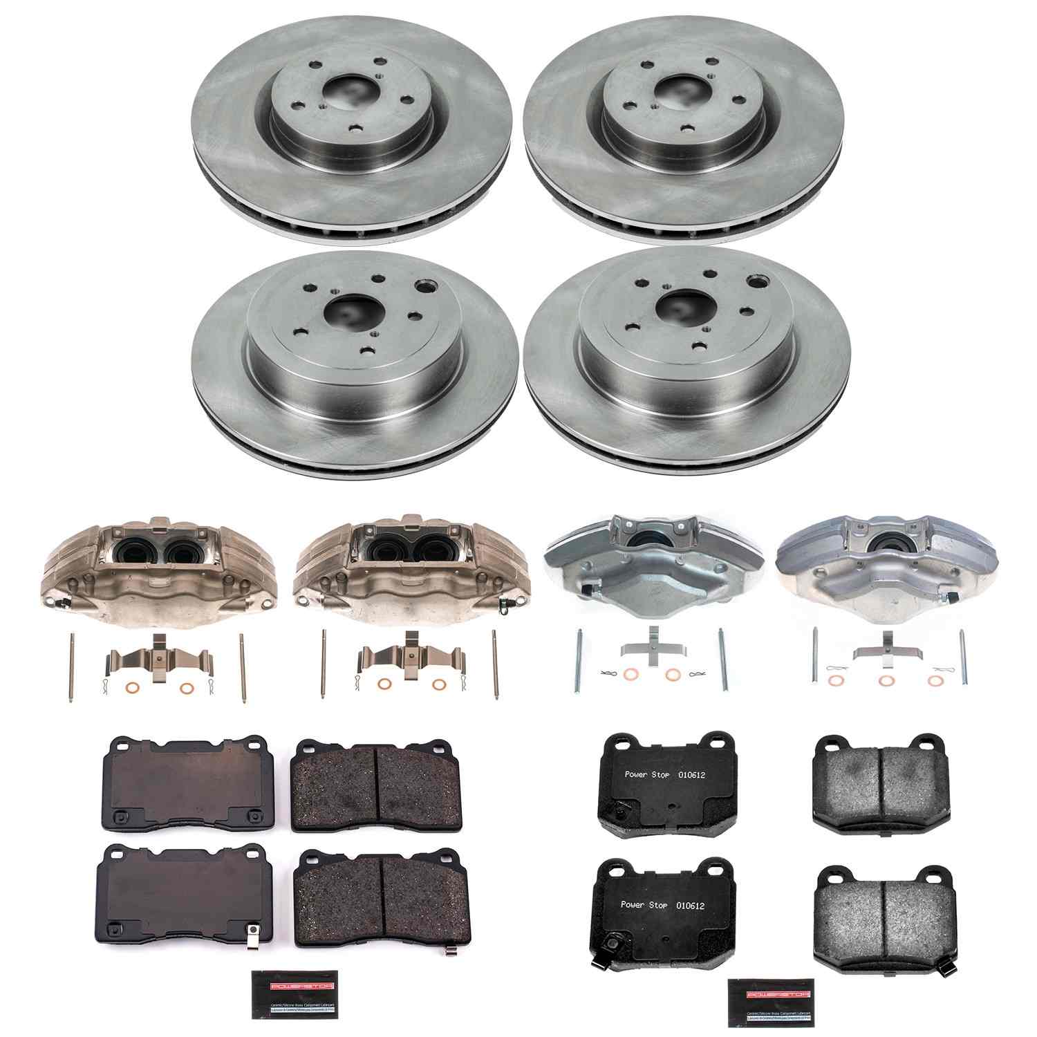 Power Stop 08-14 Subaru Impreza Front & Rear Autospecialty Brake Kit w/Calipers KCOE4490