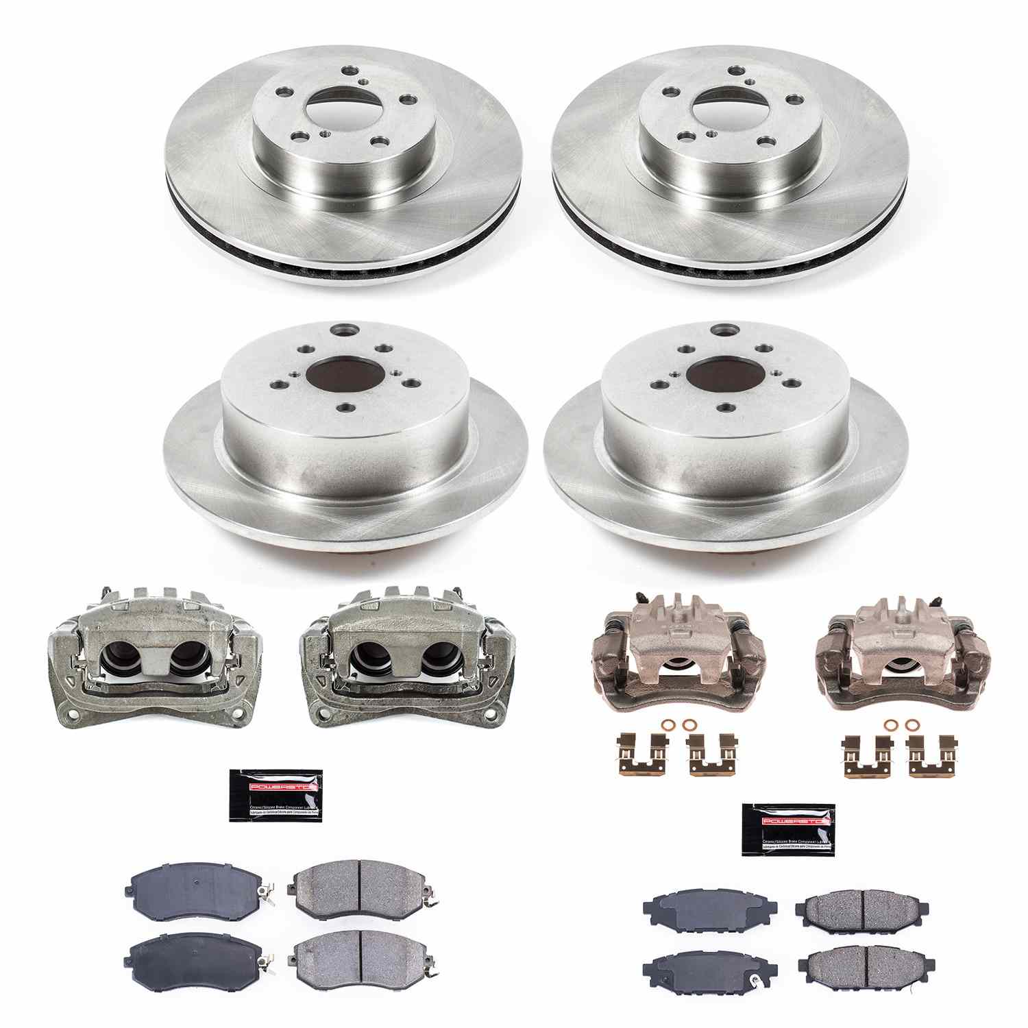 PowerStop Power Stop 12-16 Subaru Impreza Front & Rear Autospecialty Brake Kit w/Calipers KCOE6113