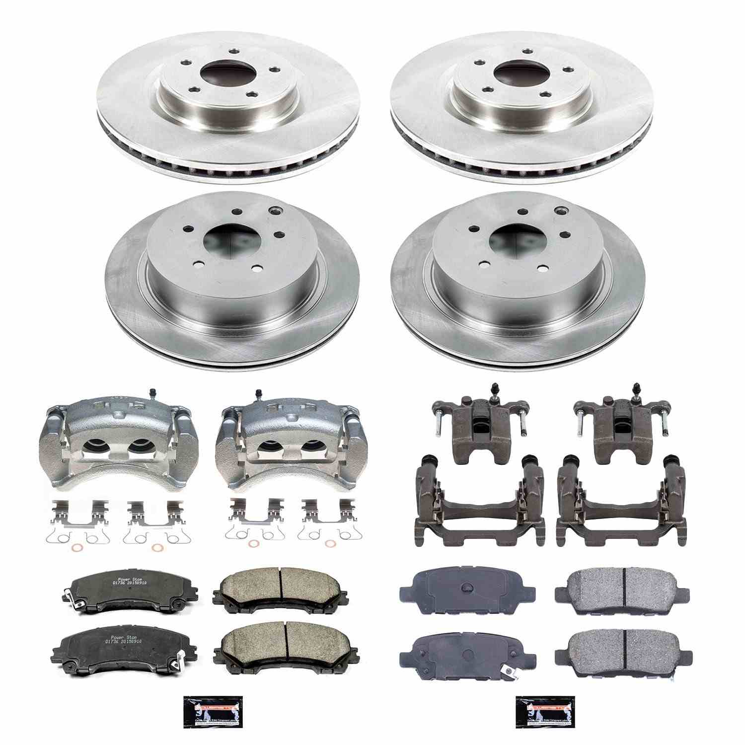 Power Stop 14-17 Infiniti Q50 Front & Rear Autospecialty Brake Kit w/Calipers KCOE6943