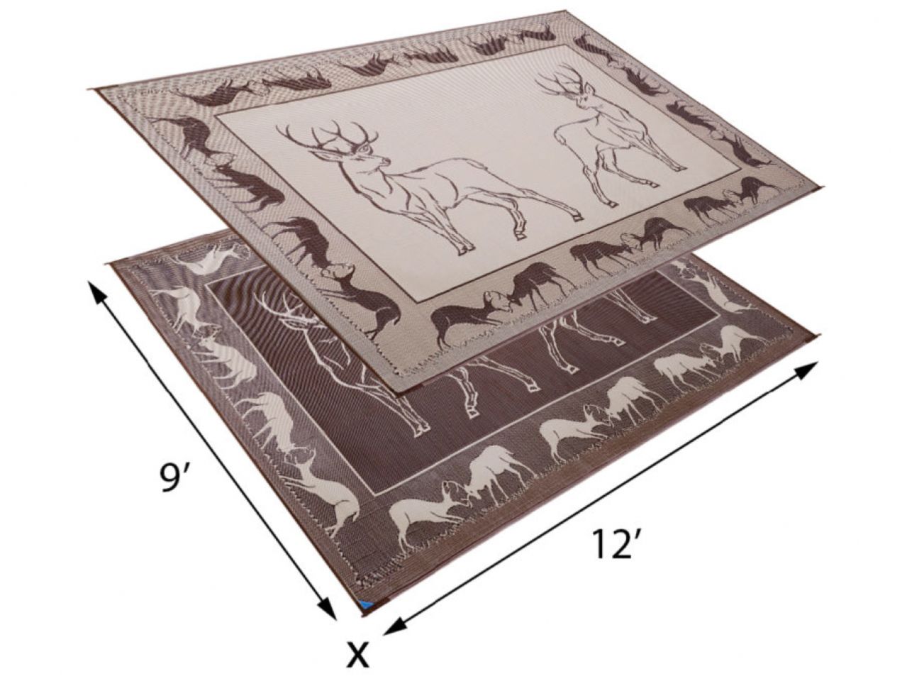 Mings Mark Deer Mat 9'X12'  Black/Beige