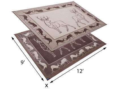 Mings Mark Deer Mat 9'X12'  Black/Beige