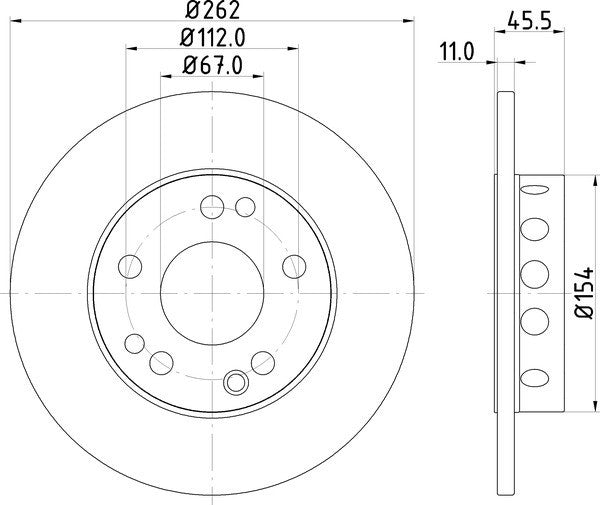 Hella Pagid Disc Brake Rotor  top view frsport 355100741