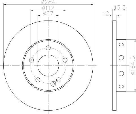 Hella Pagid Disc Brake Rotor  top view frsport 355102952