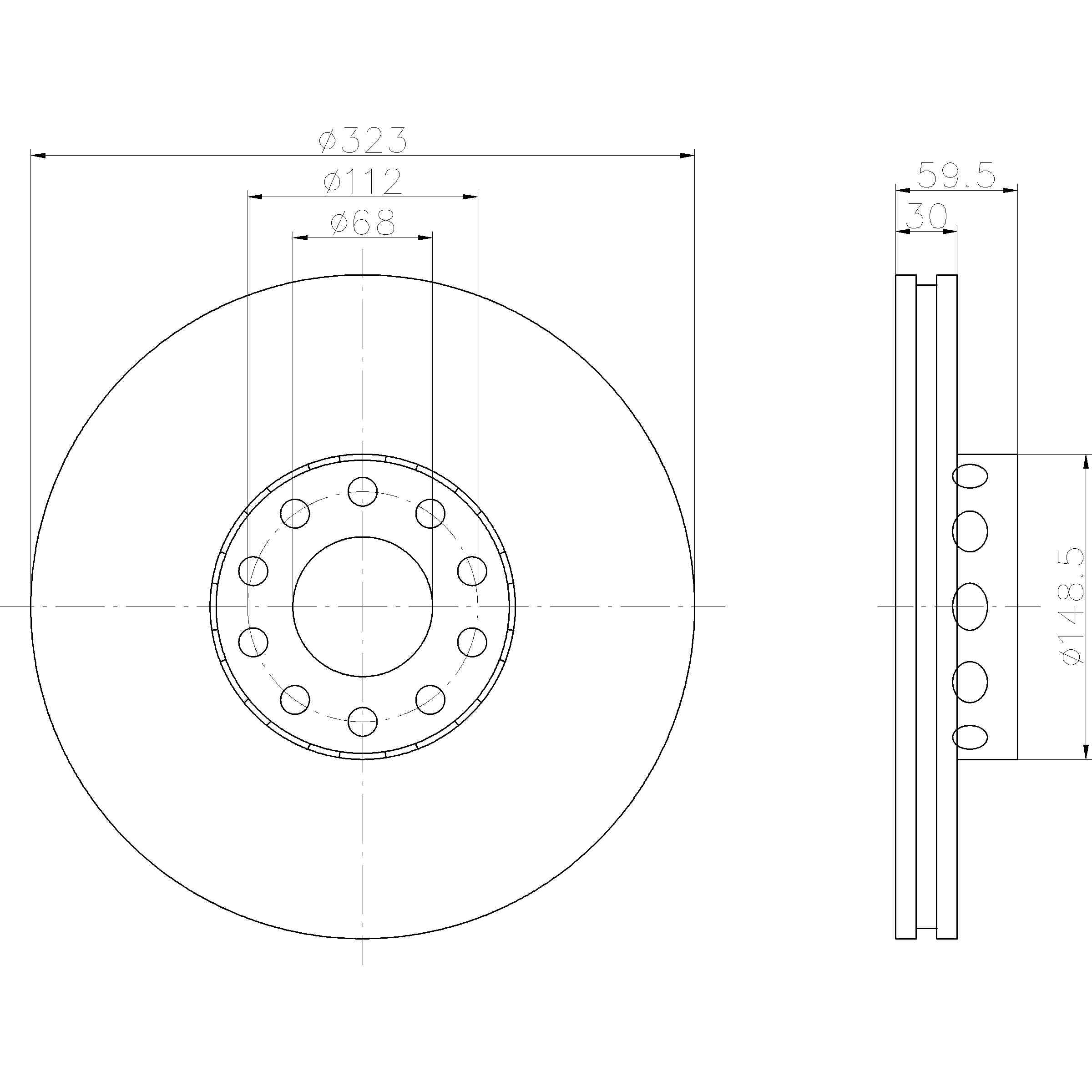 Hella Pagid Disc Brake Rotor  top view frsport 355106702