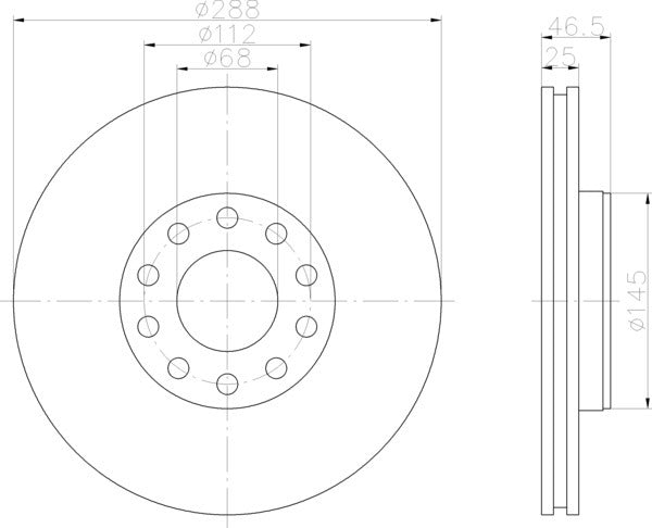 Hella Pagid Disc Brake Rotor  top view frsport 355109622