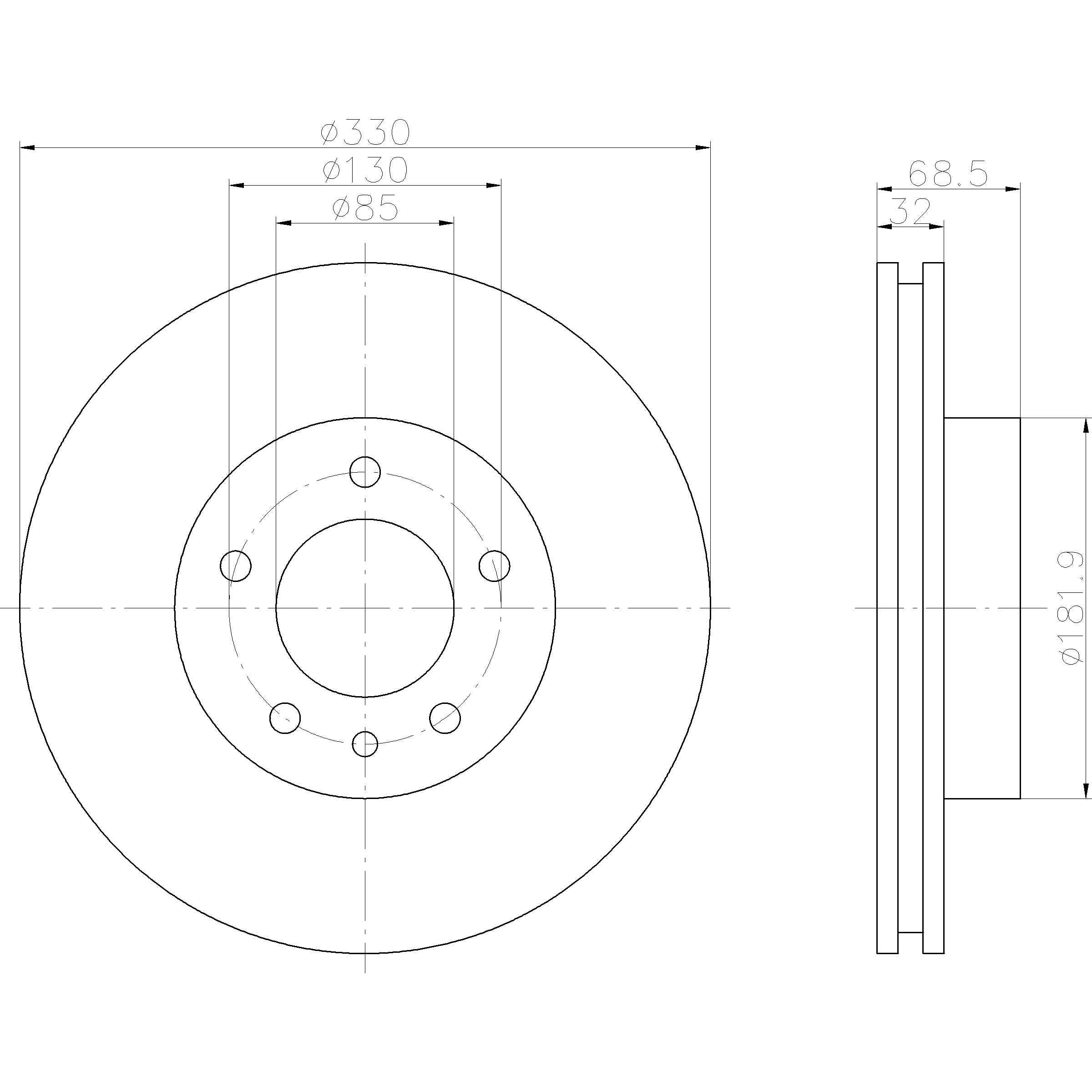 Hella Pagid Disc Brake Rotor  top view frsport 355109722