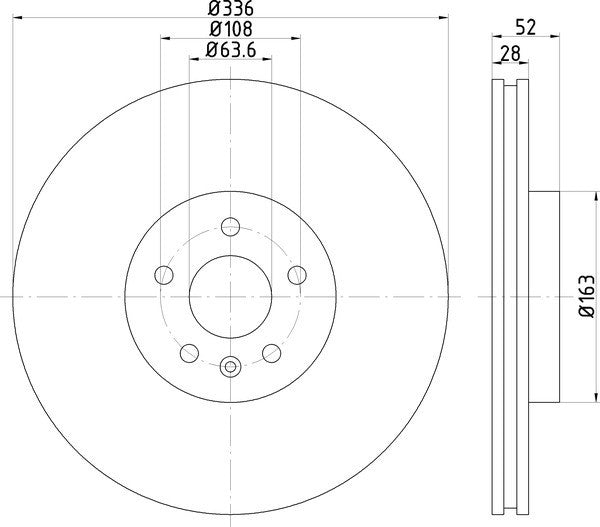 Hella Pagid Disc Brake Rotor  top view frsport 355119132