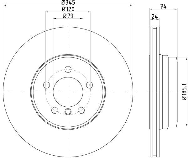 Hella Pagid Disc Brake Rotor  top view frsport 355122251