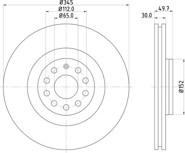 Hella Pagid Disc Brake Rotor  top view frsport 355122602