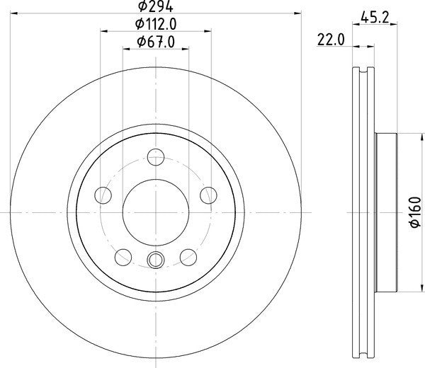 Hella Pagid Disc Brake Rotor  top view frsport 355122651