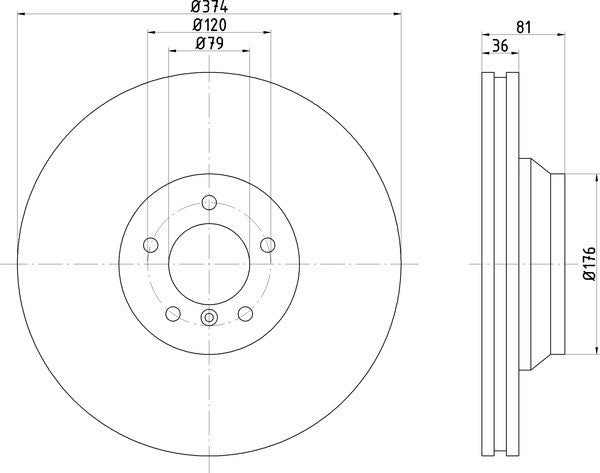 Hella Pagid Disc Brake Rotor  top view frsport 355122652