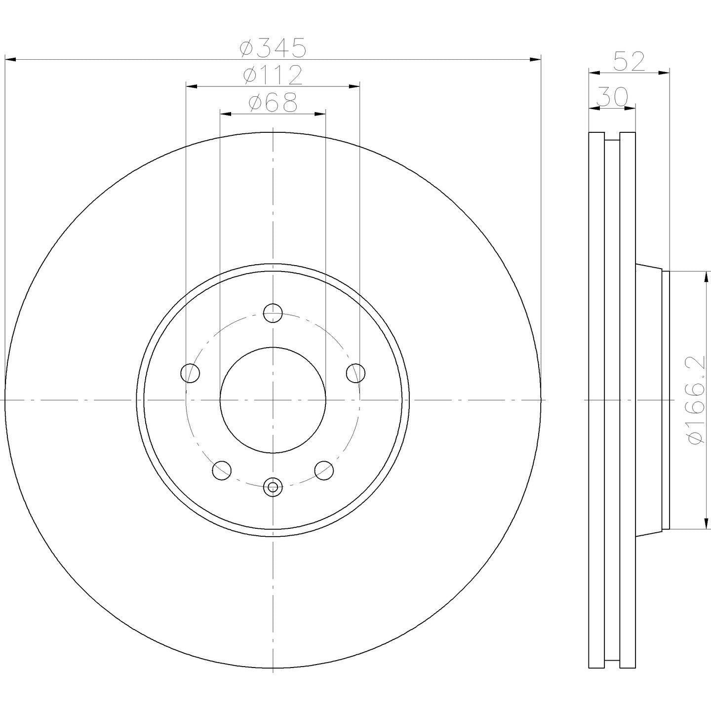 Hella Pagid Disc Brake Rotor  top view frsport 355123112