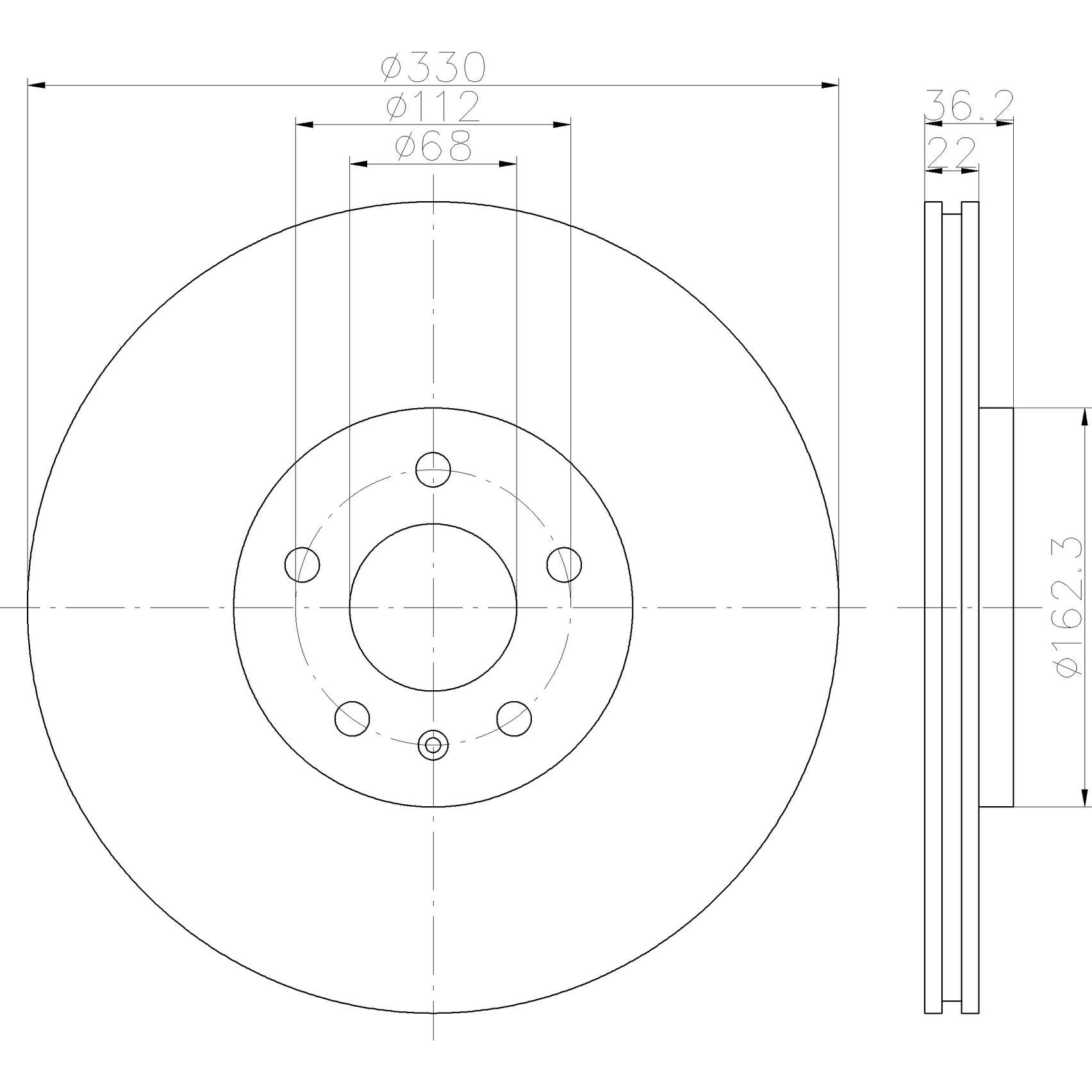 hella pagid disc brake rotor  frsport 355123142