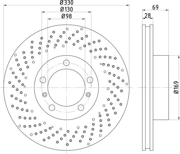 Hella Pagid Disc Brake Rotor  top view frsport 355125021