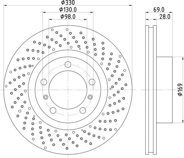 Hella Pagid Disc Brake Rotor  top view frsport 355125031