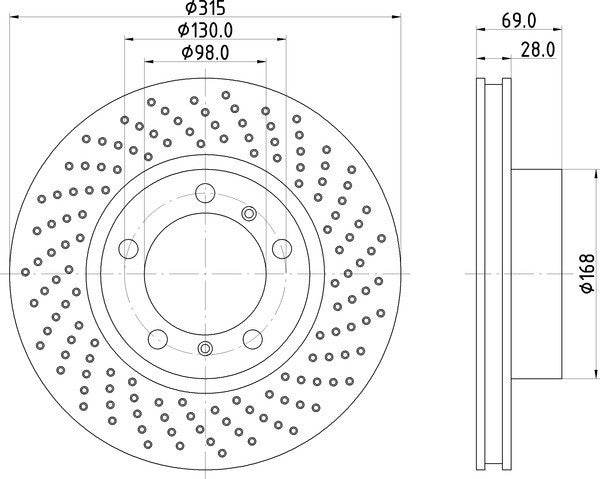 Hella Pagid Disc Brake Rotor  top view frsport 355125061