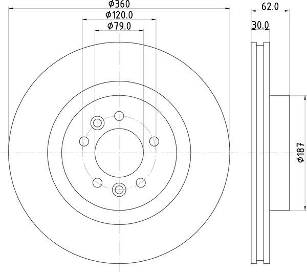 Hella Pagid Disc Brake Rotor  top view frsport 355125251