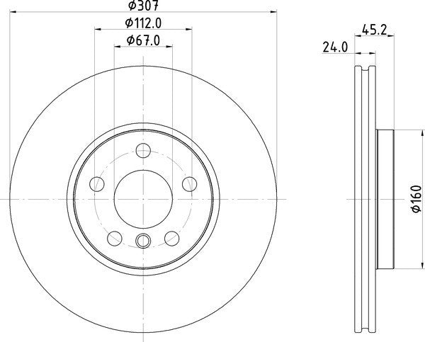 Hella Pagid Disc Brake Rotor  top view frsport 355125351