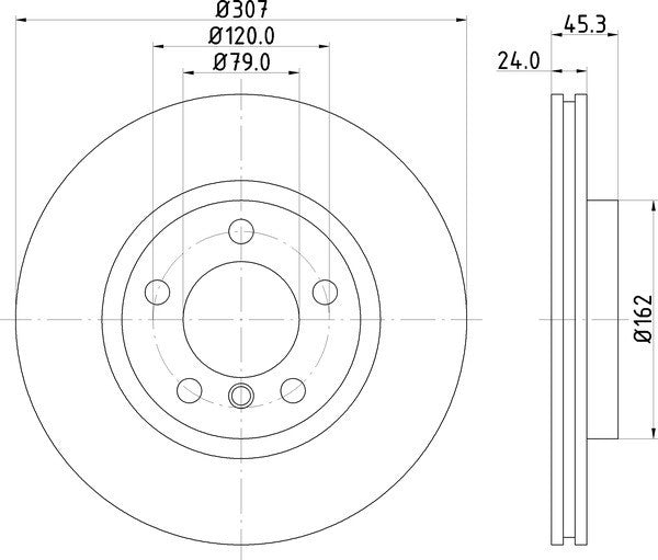 Hella Pagid Disc Brake Rotor  top view frsport 355126291