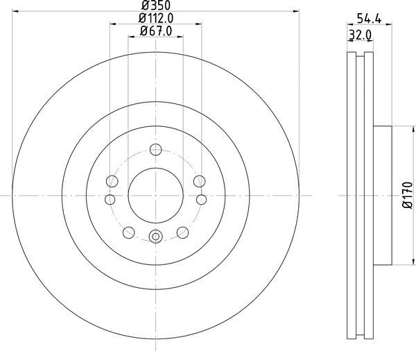 Hella Pagid Disc Brake Rotor  top view frsport 355126321