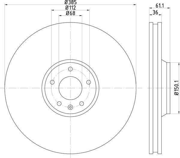 Hella Pagid Disc Brake Rotor  top view frsport 355129601