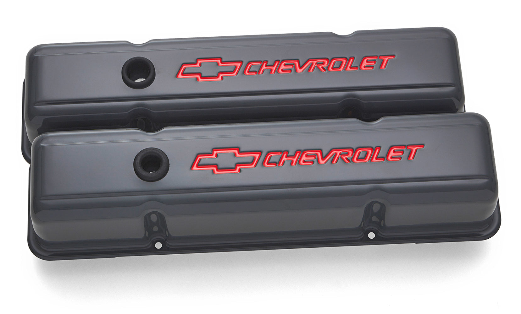 Proform SBC Valve Covers Shark Gray w/Bowtie Logo PFM141-881