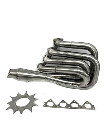 PrivateLabelMfg Power Driven B-Series Hood Exit Race Header with 4-1 Megaphone B18 B20