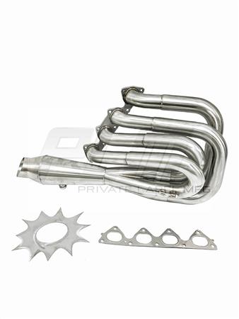 PrivateLabelMfg Power Driven B-Series Hood Exit Race Header with 4-1 Megaphone B18 B20