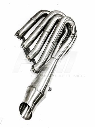 PrivateLabelMfg Power Driven B-Series Hood Exit Race Header with 4-1 Megaphone B18 B20
