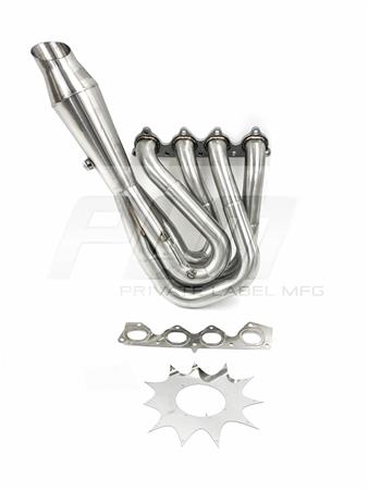 PrivateLabelMfg Power Driven H-Series Hood Exit Race Header 4-1 Megaphone H22 F20B H22A